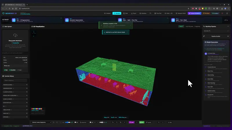 Export IFC : un nuage de points converti en maquette BIM paramétrique