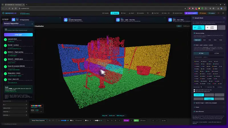 Segmentation par instances sur une scène complète, dans NEURONES 3D